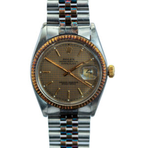 Vintage Rolex Datejust 16013 with Striking Dark Patina and Collectible Houndstooth Dial