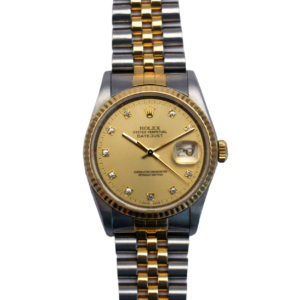 Vintage Rolex Datejust 16233 with a diamond-adorned dial, showcasing timeless elegance and precise automatic movement