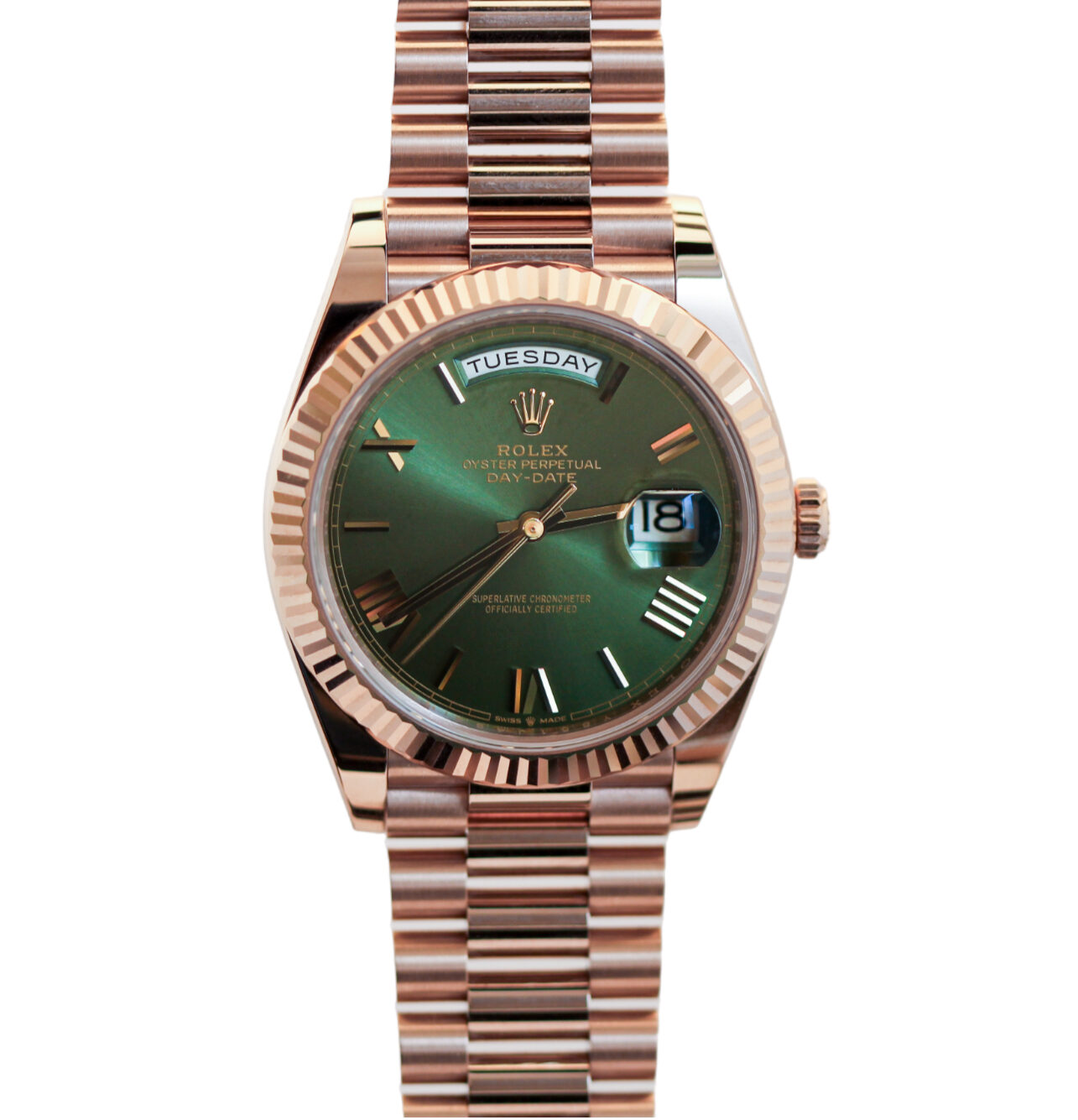 Rolex Day-Date 40 Rose Gold Olive Dial