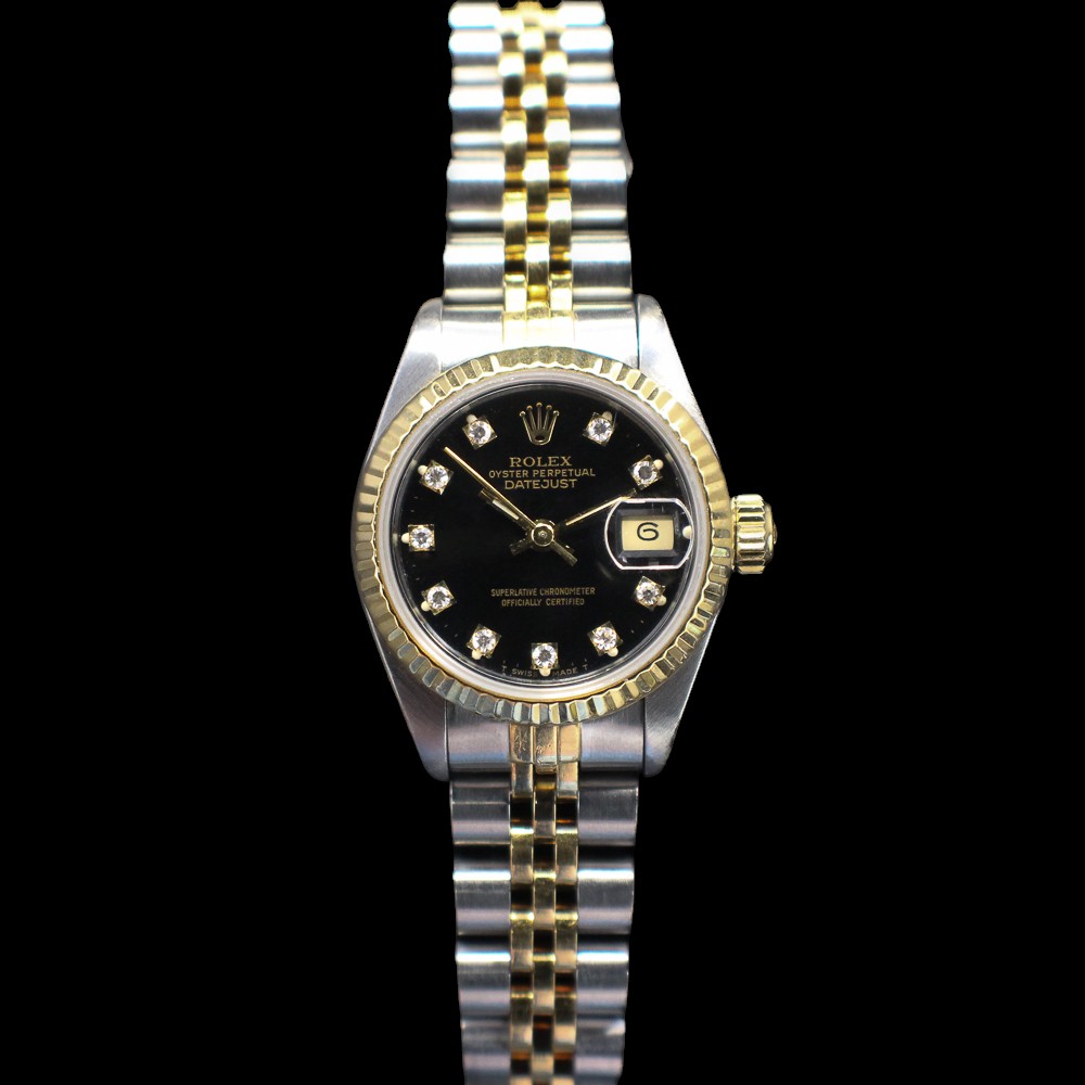 1990 Ladies Datejust 26 with a Black Diamond Dial