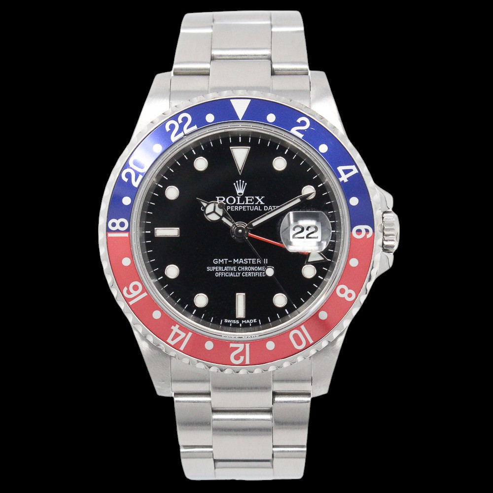 Rare 2005 Rolex GMT-Master II Pepsi with the stick or error dial as a complete set